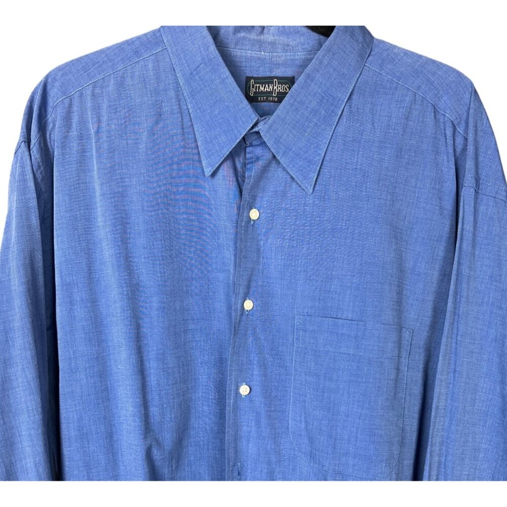 Gitman Bros. Cobalt Clue Mens Button Up Size 18-3… - image 2